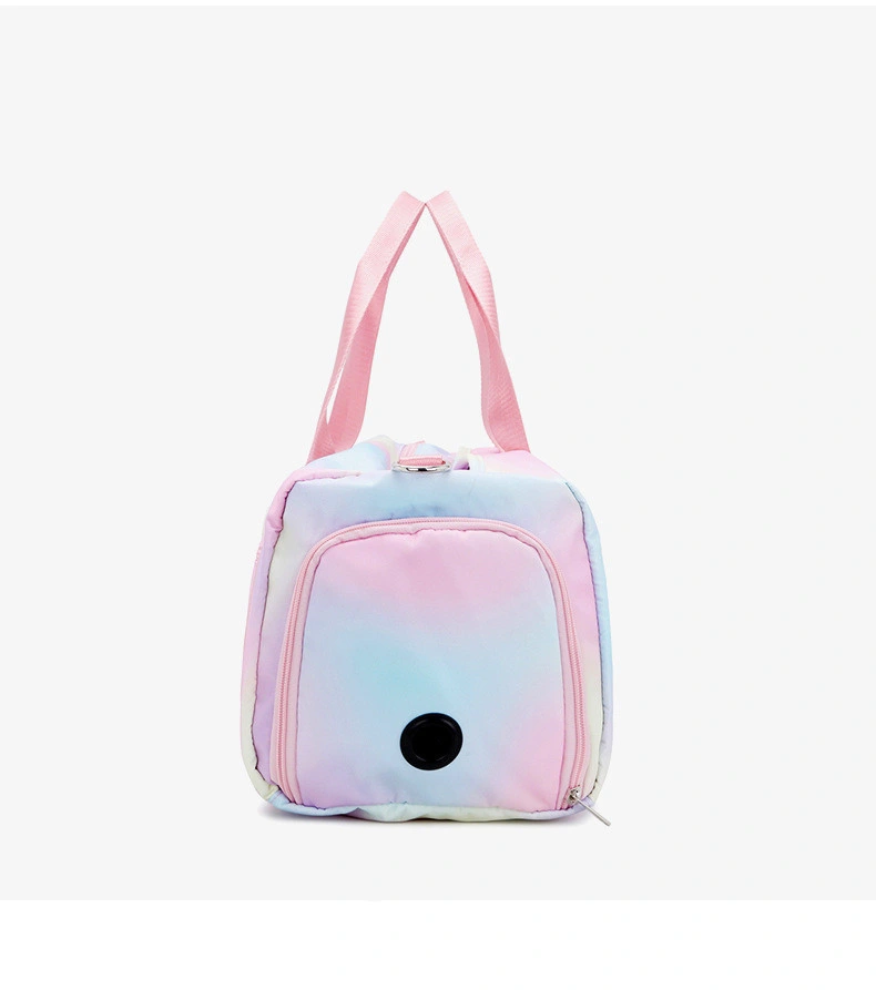 Wholesale Shoes Compartment Weekender Bag Customize Rainbow Girls Travel Duffel Bag Large Capacity Pink Gym Sport Shoulder Bag